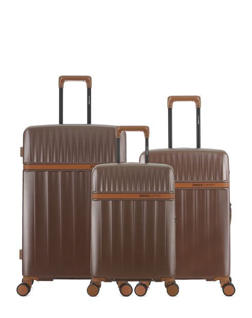 Set van 3 grote koffers, weekend en hut Zermatt donkerbruin - 76,5x49x29 cm