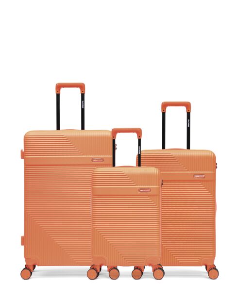 Set de 3 maletas grandes, de fin de semana y cabina Wohlen naranja - 75x47,5x29 cm