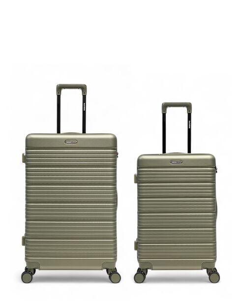 Juego de 2 maletas Lugano Olive de gran tamaño y Lugano de fin de semana, 75 x 47,5 x 29 cm