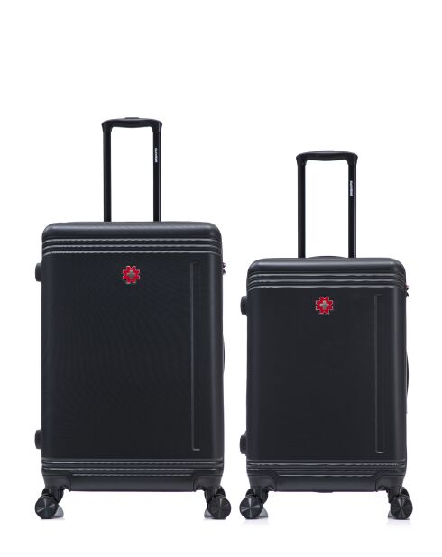 Lot De 2 Valises Grand Format Et Weekend Gstaad noir - 75x49x29 cm