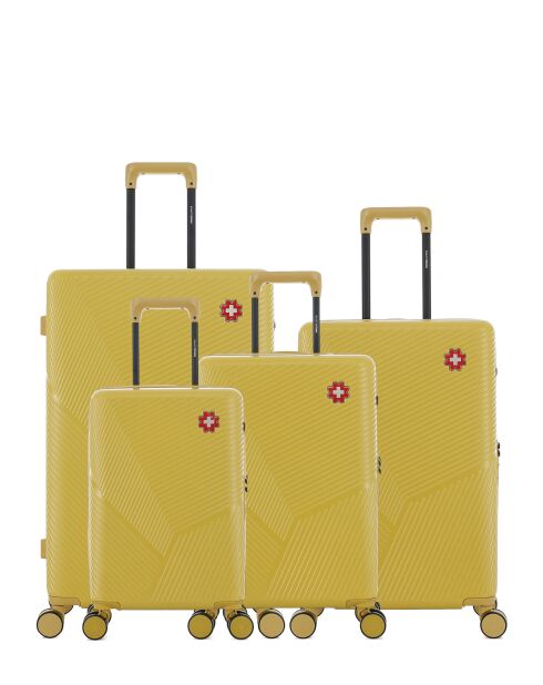 Set van 4 grote koffers, weekend, hut en hut XS Fribourg miel - 75x47,5x29 cm
