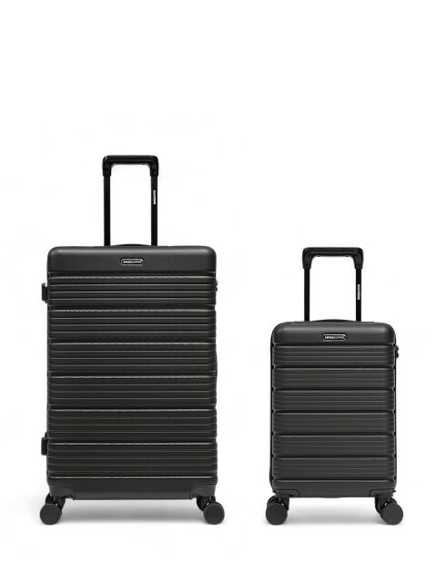 Set aus 2 großen Koffern und Kabine XS Lugano schwarz - 75x47,5x29 cm