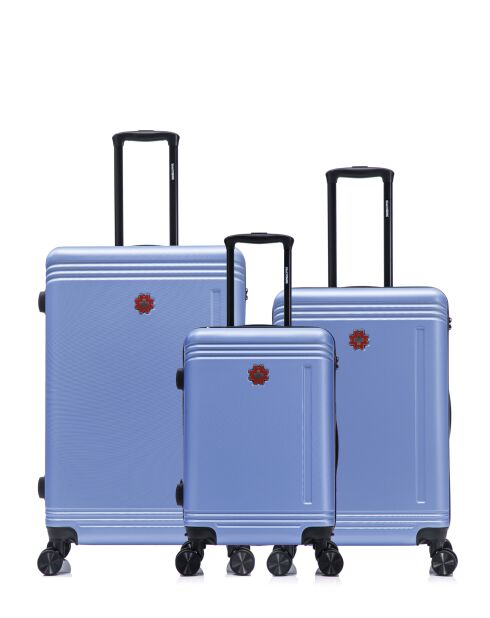 Set mit 3 großen Koffern, Weekend und Kabine Gstaad blau - 75x49x29 cm