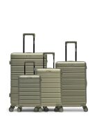 Set van 4 grote koffers, weekend, cabine en cabine XS Lugano olive - 75x47,5x29 cm