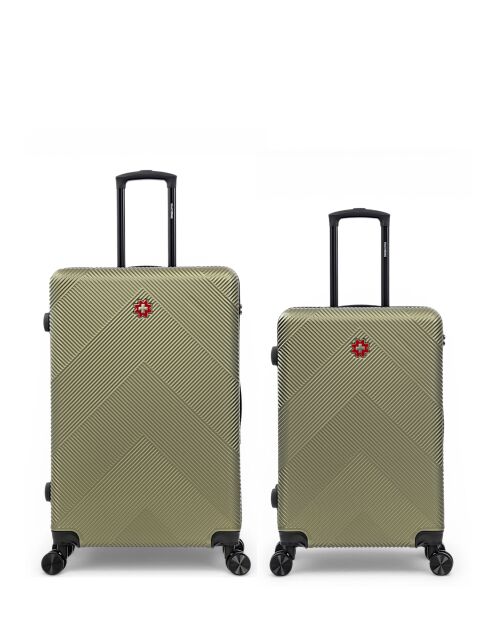 Juego de 2 maletas Olten Olive grandes y de fin de semana, 76,5 x 49 x 29,5 cm
