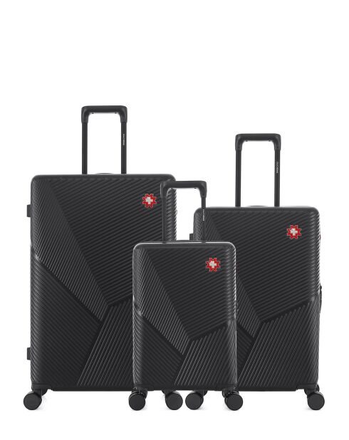 Set di 3 valigie grandi, Weekend e Cabin XS Fribourg nere - 75x47,5x29 cm