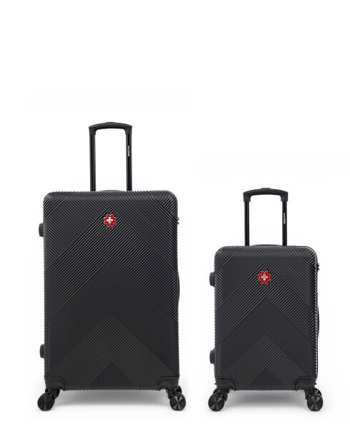 Set aus 2 großen Koffern und Kabine Olten schwarz — 76,5 x 49 x 29,5 cm