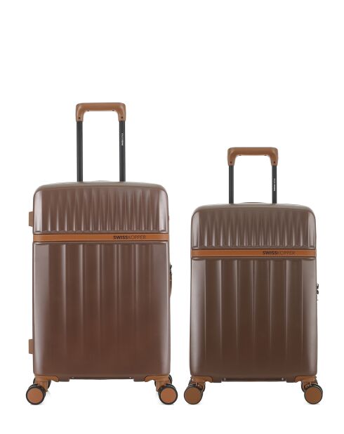 2er-Set Zermatt Wochenend- und Kabinenkoffer dunkelbraun - 67x42,5x26 cm