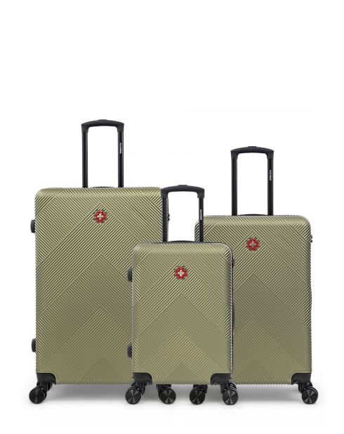 Juego de 3 maletas grandes, para fin de semana y cabina Olten olive, 76,5 x 49 x 29,5 cm