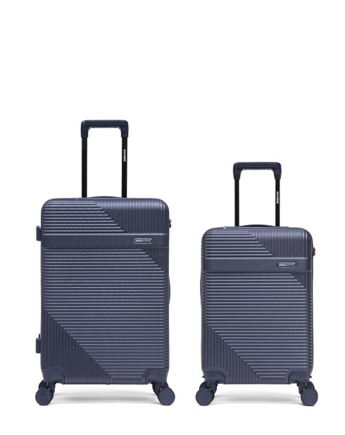 Set van 2 donkerblauwe Wohlen weekend- en hutkoffers - 65x42,5x26 cm