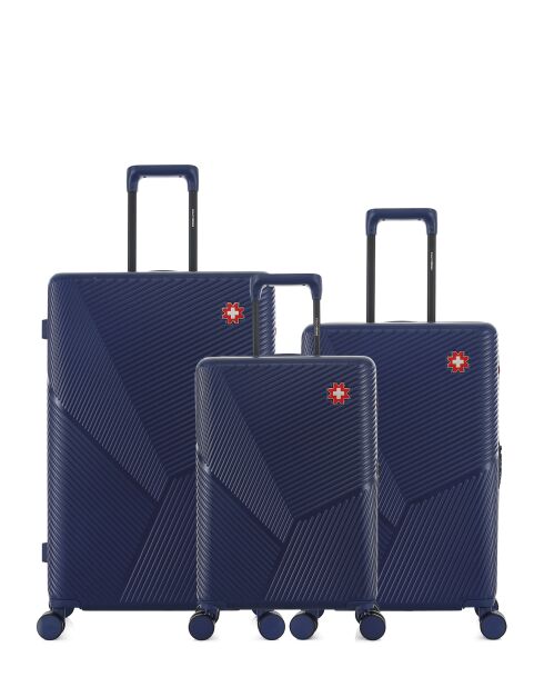 Set mit 3 großen Koffern, Weekend & Cabin Fribourg, Dunkelblau — 75 x 47,5 x 29 cm