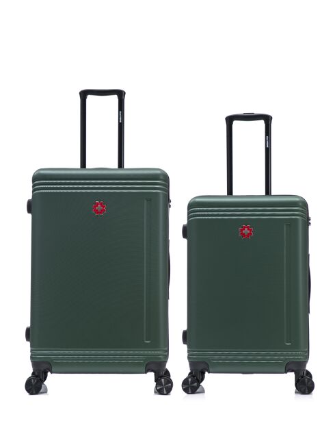 Set aus 2 großen Koffern und Wochenendkoffer Gstaad grün - 75x49x29 cm