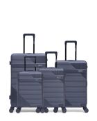 Set van 4 grote koffers, weekend, cabine en cabine XS Wohlen donkerblauw - 75x47,5x29 cm