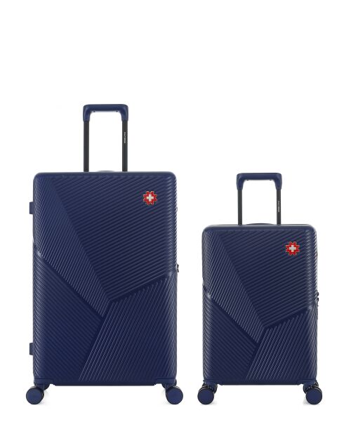 Set van 2 grote koffers en cabine Fribourg donkerblauw - 75x47,5x29 cm