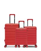 Set van 3 weekendkoffers, cabine en cabine XS Lugano rood - 65x42,5x26 cm