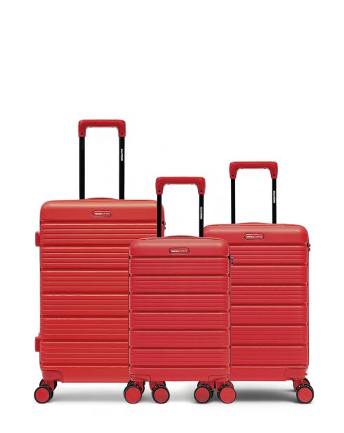 Set van 3 weekendkoffers, cabine en cabine XS Lugano rood - 65x42,5x26 cm