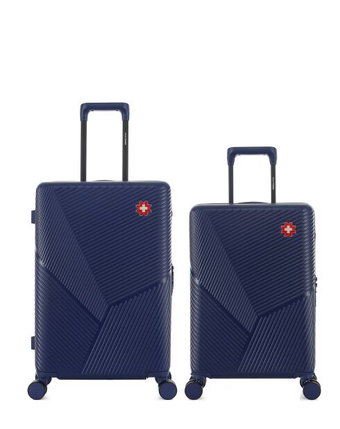 Set van 2 Fribourg weekend- en hutkoffers donkerblauw - 65x42,5x26 cm