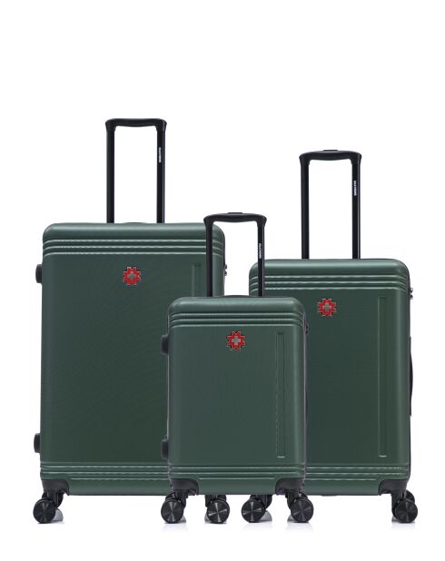 Set mit 3 großen Koffern, Weekend und Cabin Gstaad grün - 75x49x29 cm