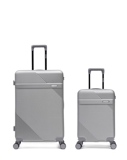Set de 2 maletas grandes y cabina Wohlen gris - 75x47,5x29 cm