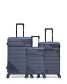 Set aus 3 großen Koffern, Wochenende und Kabine Wohlen dunkelblau - 75x47,5x29 cm