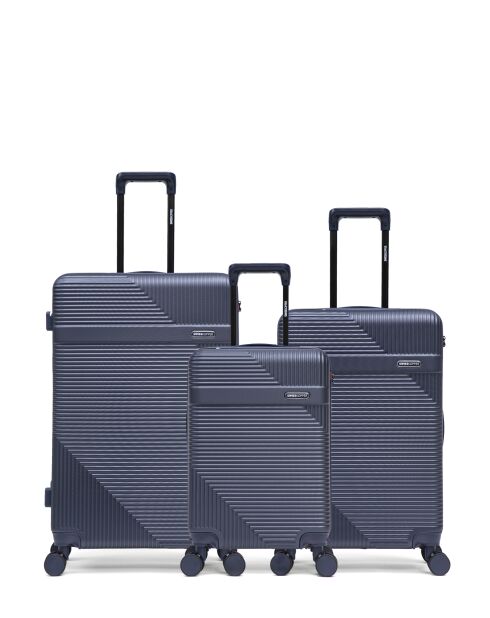 Set aus 3 großen Koffern, Wochenende und Kabine Wohlen dunkelblau - 75x47,5x29 cm
