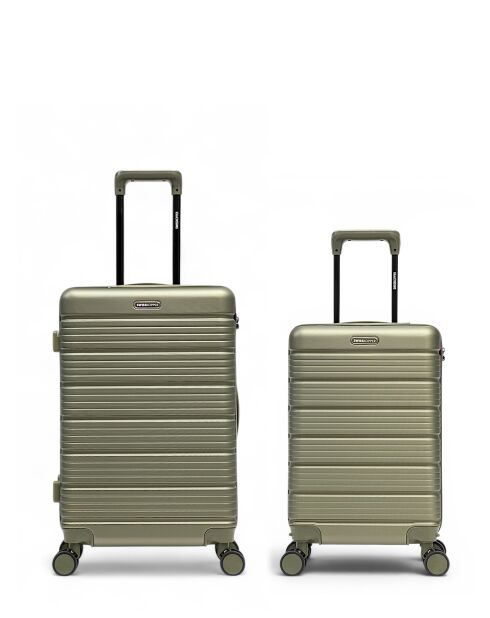 Juego de 2 maletas Lugano Olive para fin de semana y cabina, 65 x 42,5 x 26 cm