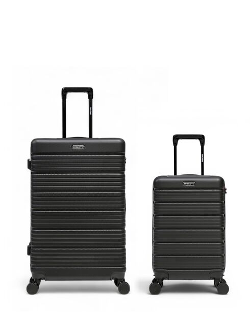 Set mit 2 großen Koffern und Kabine Lugano schwarz - 75x47,5x29 cm
