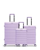 Set de 3 maletas grandes, de fin de semana y cabina XS Lugano, color morado, 75 x 47,5 x 29 cm