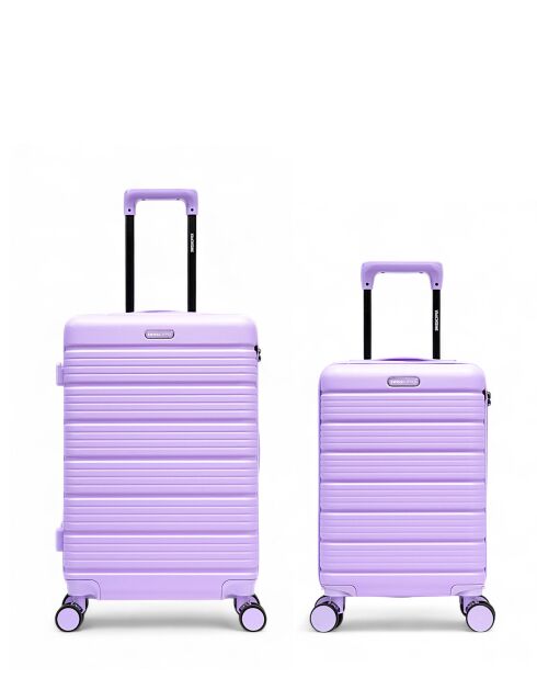 Set de 2 maletas de fin de semana y cabina XS Lugano moradas - 65x42,5x26 cm