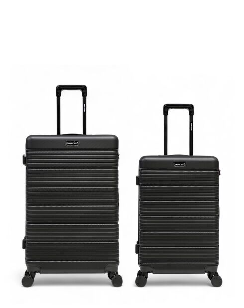 Set de 2 maletas de gran formato y Weekend Lugano negras - 75x47,5x29 cm