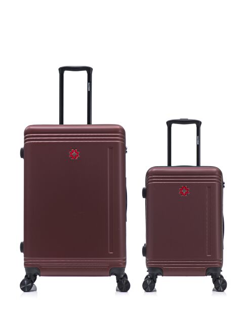 Set de 2 maletas grandes y cabina Gstaad burdeos - 75x49x29 cm