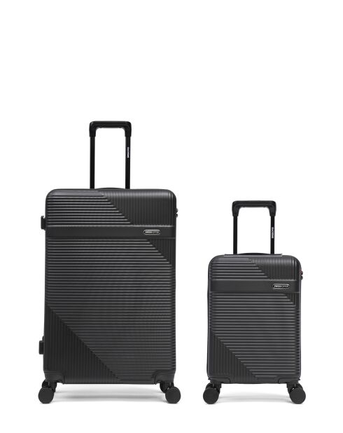 Set van 2 grote koffers en cabine XS Wohlen zwart - 75x47,5x29 cm