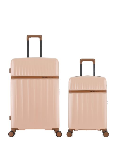 Set van 2 grote koffers en cabine Zermatt lichtroze - 76,5x49x29 cm