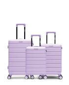 3er-Set Weekend-, Kabinen- und Kabinenkoffer XS Lugano lila - 65x42,5x26 cm