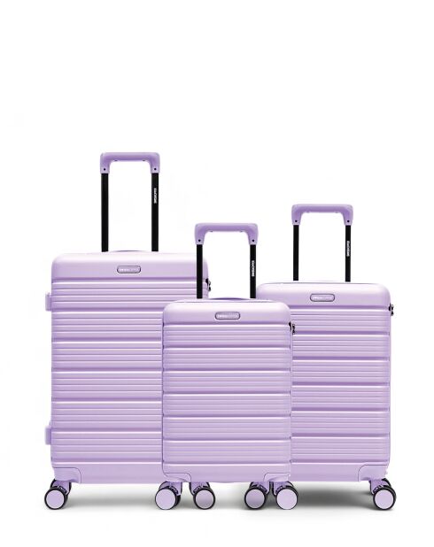 3er-Set Weekend-, Kabinen- und Kabinenkoffer XS Lugano lila - 65x42,5x26 cm
