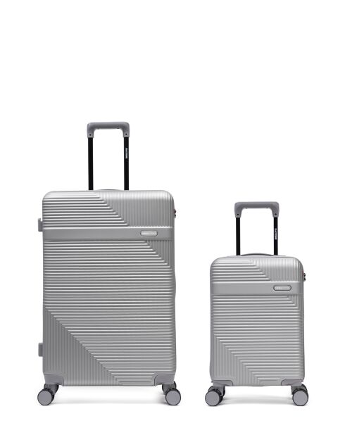 Set aus 2 großen Koffern und Kabine XS Wohlen grau - 75x47,5x29 cm