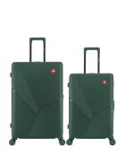 Set aus 2 großformatigen Koffern und Weekend Fribourg, dunkelgrün — 75 x 47,5 x 29 cm
