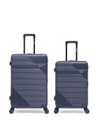 Set van 2 donkerblauwe Wohlen weekendkoffers en grote koffers - 75x47,5x29 cm
