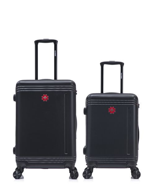Lot De 2 Valises Weekend Et Cabine Gstaad noir - 66x43x26 cm