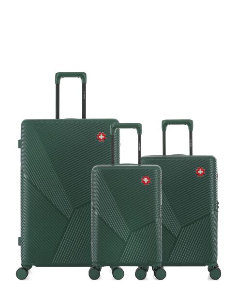 Set mit 3 großen Koffern, Cabin und Cabin XS Fribourg, dunkelgrün — 75 x 47,5 x 29 cm