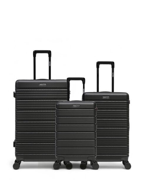Lot De 3 Valises Grand Format, Weekend Et Cabine Lugano noir - 75x47,5x29 cm