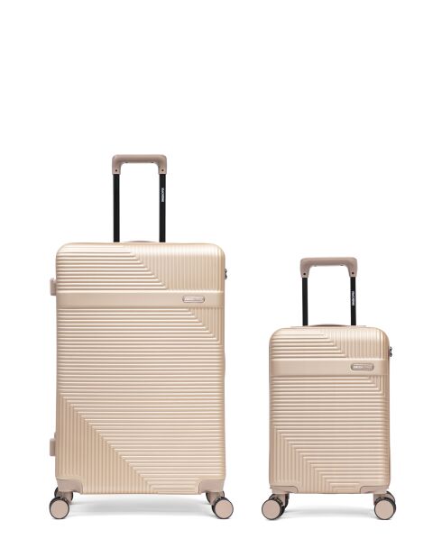 Set aus 2 großen Koffern und Kabine XS Wohlen beige - 75x47,5x29 cm