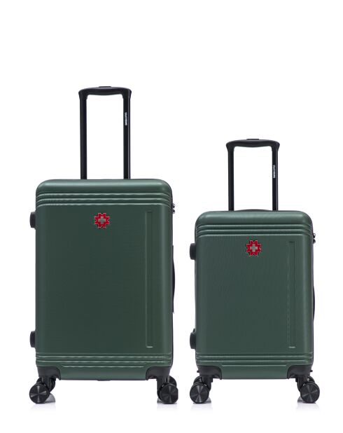 Set aus 2 grünen Gstaad Wochenend- und Kabinenkoffern — 66x43x26 cm