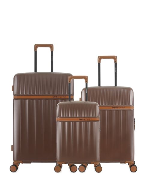 Set van 3 grote koffers, weekend en cabine XS Zermatt donkerbruin - 76,5x49x29 cm
