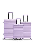 Set de 3 maletas grandes, de fin de semana y cabina Lugano, color morado, 75 x 47,5 x 29 cm