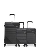 Set de 3 maletas grandes, cabina y cabina XS Wohlen negras - 75 x 47,5 x 29 cm