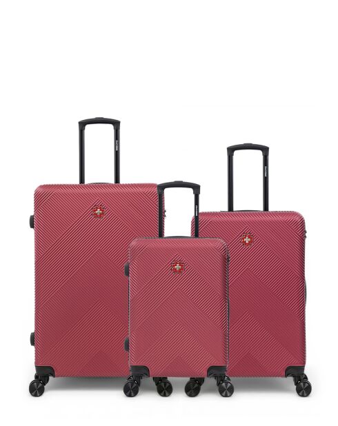 Set mit 3 großen Koffern, Wochenendkoffern und Kabinen, Olten Bordeaux, 76,5 x 49 x 29,5 cm