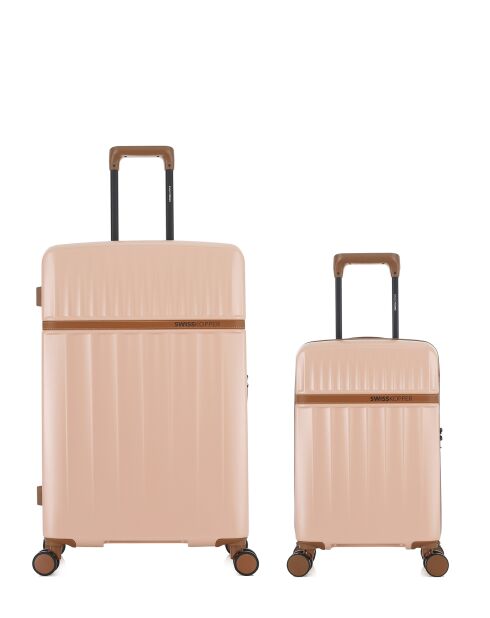 Set van 2 grote koffers en cabine XS Zermatt lichtroze - 76,5x49x29 cm