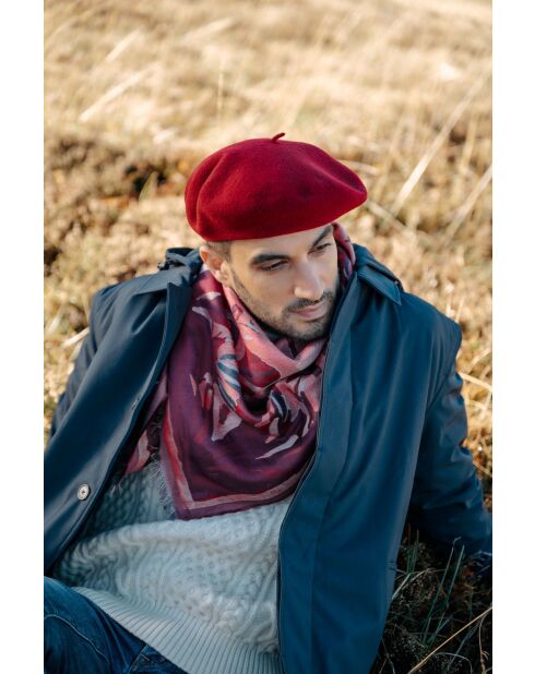 Carré en soie Yse bordeaux - 100x100 cm