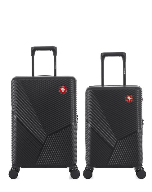 Set de 2 maletas de cabina y cabina XS Fribourg negras - 60x42,5x26 cm